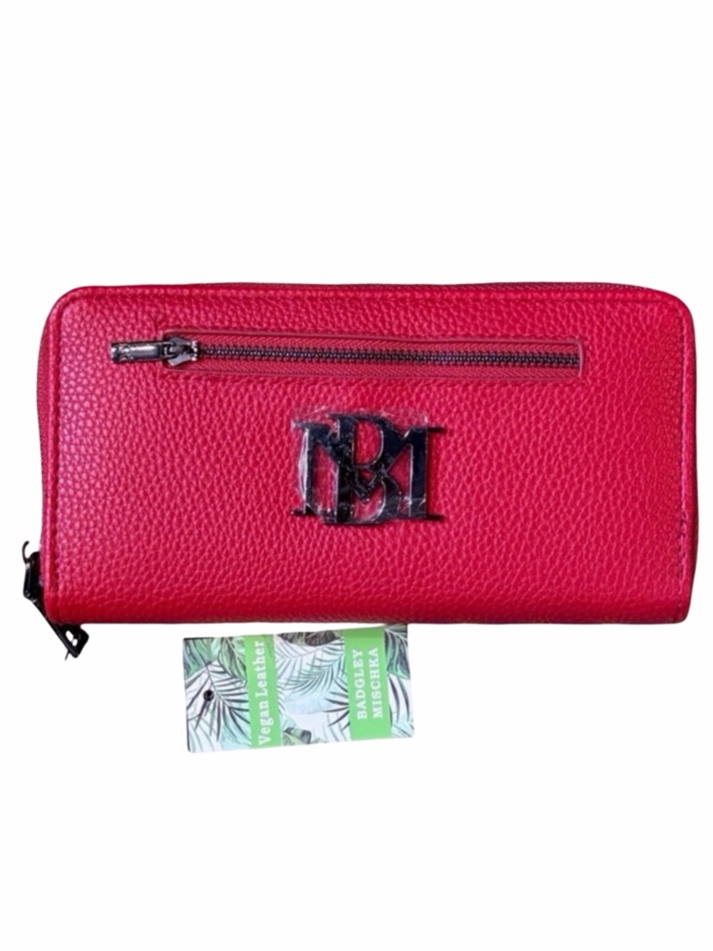 NWT Badgley Mischka Vegan Pebbled Leather Wallet Red